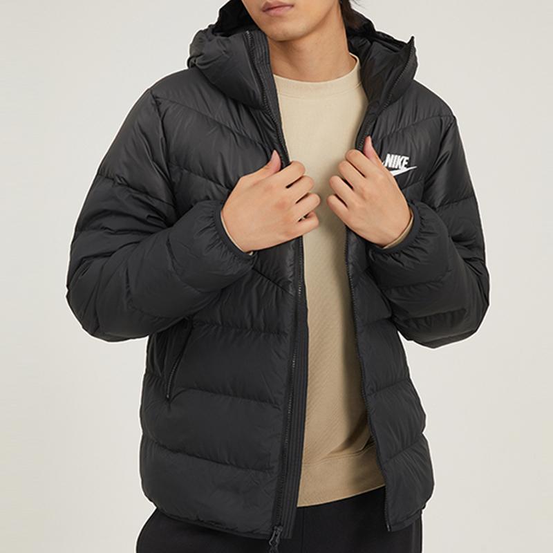 New Nike Men Logo Casual Hooded Down Jacket Black DV0754-010