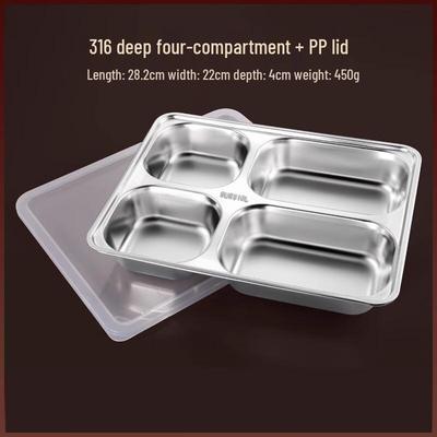 AVADEN Dělený obědový tác z nerezové oceli 316 s víčky