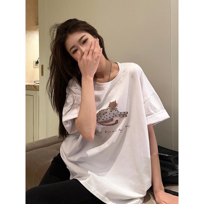 

(Гребенной Плотный Чистый Хлопок Сайрус) Футболка женская летняя с коротким рукавом и полосками на плечах, хорошего качества S