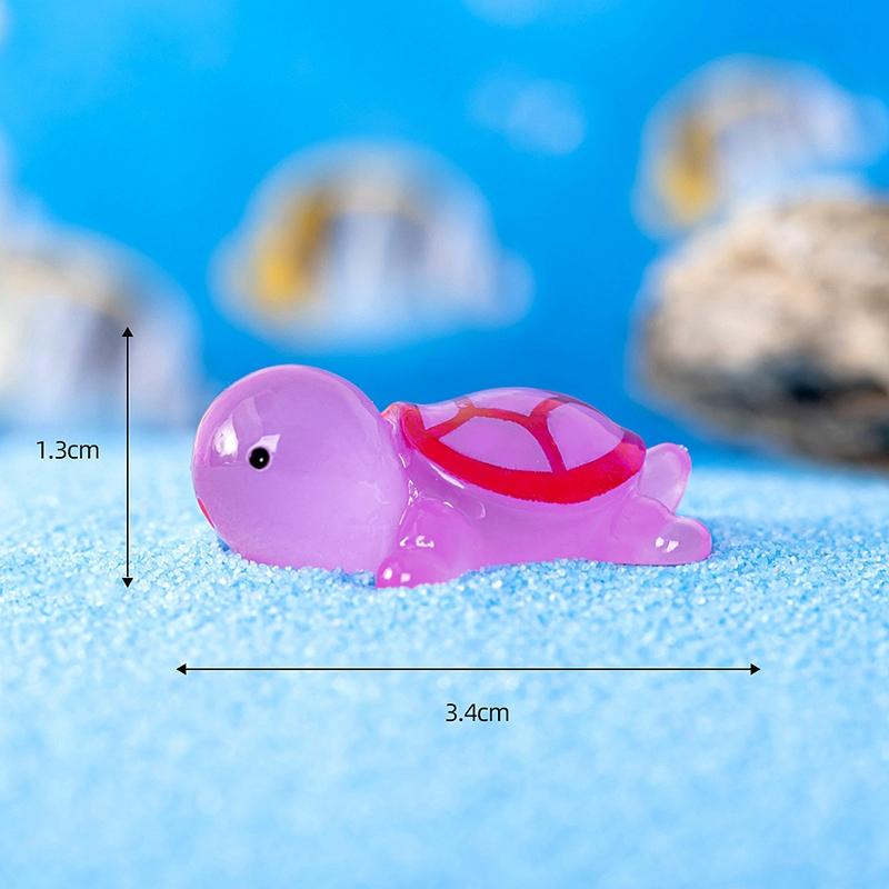 10Pcs Mini Turtle Miniature Figurine Resin Luminous Cute Turtle Ornaments Home Office Micro Landscape Creative Gift For Kid