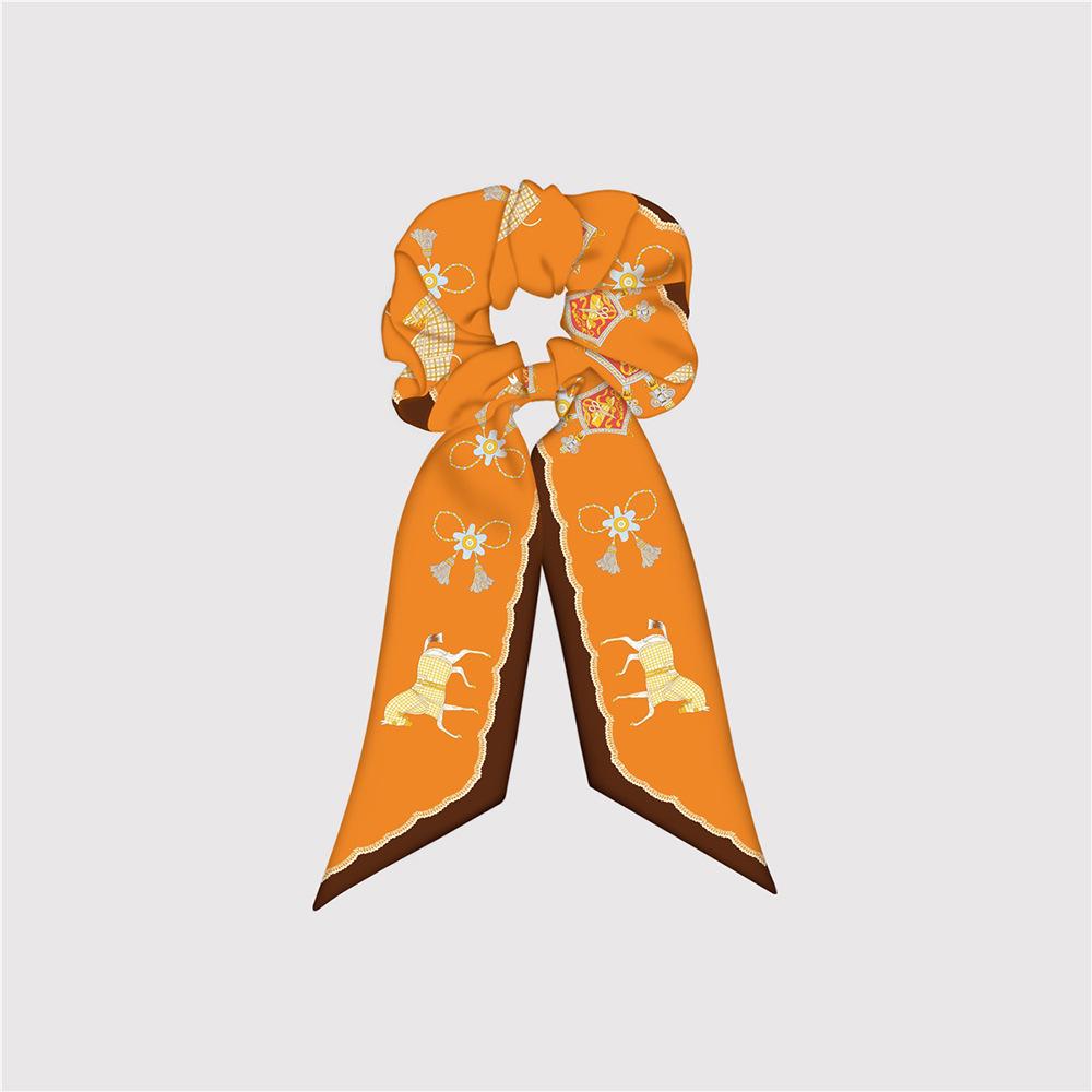 Naturalny Jedwab Duże Gumki do Włosów Gumki Wstążki do Włosów Wzór Łańcucha Elastyczne Gumki do Włosów Kucyk Kobiety Elegancki Szalik Akcesoria do Włosów