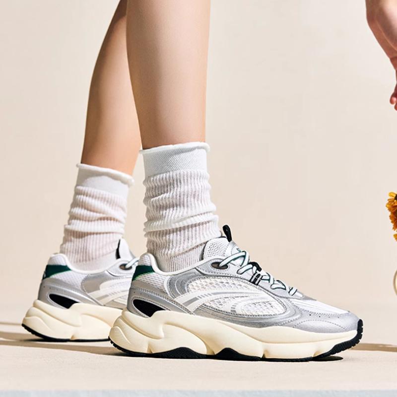 Anta Cotton Candy Retro Fashion Shock Absorbing Durable Lightweight Low Top Casual Shoes Women Sneaker Silver 122528889-4