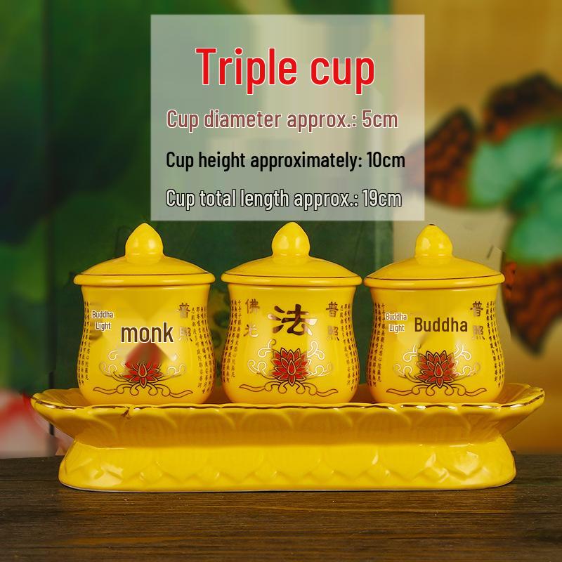 Keramische Opferbecher für Buddha, Guanyin und den Gott des Reichtums - Klein, Perfekt für Weihwasser und zum Anziehen von Reichtum.
