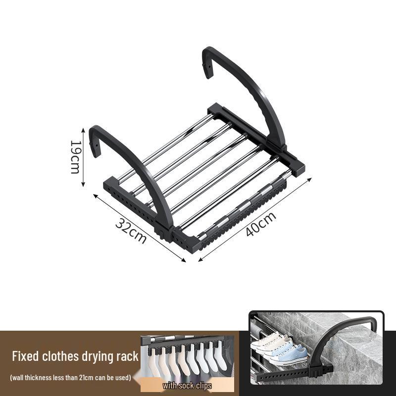 Telescopic Punch-Free Clothes & Shoe Drying Rack for Window Railings and Balcony