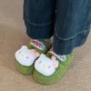 Versatile comfortable and warm girls fluffy shoes autumn and winter suede cute cartoon Hello Kitty casual thick-soled cotton slippers