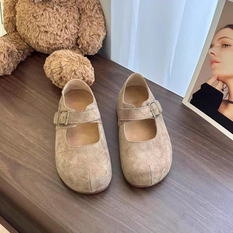 

Thick-soled inner height increase, retro one-pedal Mary Jane shoes, children s summer and spring new single shoes 40 хаки