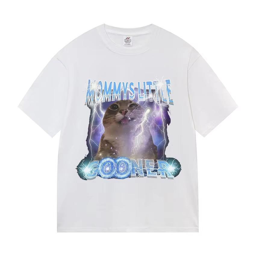 Funny Cat Graphic Print T Shirt Gang Cat Cool Hip Hop Short Sleeve Tshirts Mens Vintage High Quality Oversized Cotton Tees Top