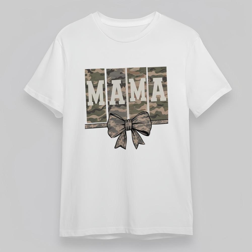 

Women s Oversize Breathable Classic T-Shirt Camo Mama Bow Graphic 100%Cotton Tee L