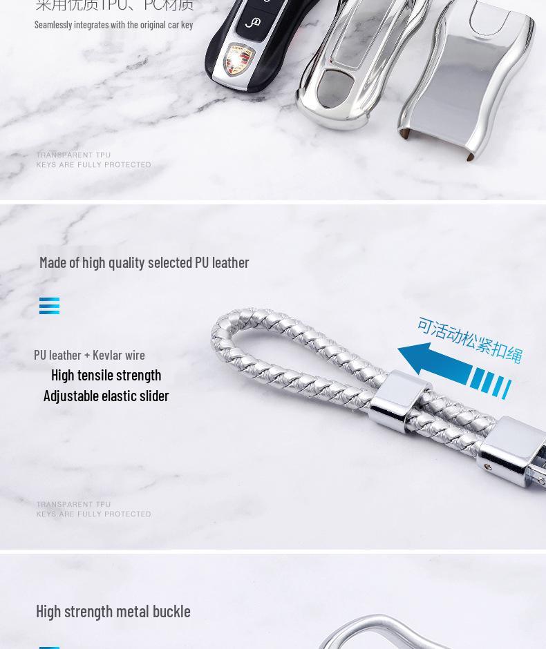 Porsche Key Cover for Cayenne, Macan, Panamera, & 718 - Protective Car Key Shell