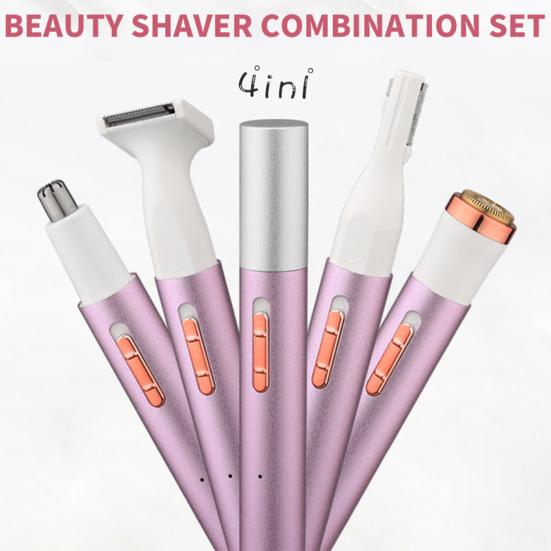 Women Hair Trimmer with 3/4 Replacement Heads Multifunction Electric Shaver Nose Ear Face Body Bikini Area Arm Leg Hair Removal Tool