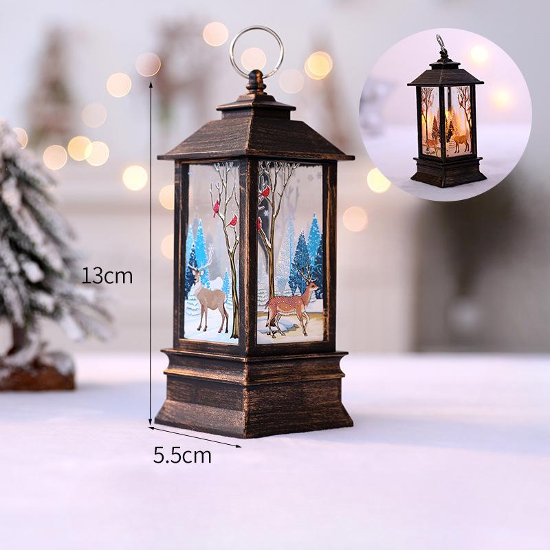 Різдвяна вітряна лампа Внутрішнє освітлення Мала вітряна лампа Полум’яна лампа Квадратна лампа Світильник зі свічками Світлодіодна електронна лампа Різдвяні прикраси Орнамент