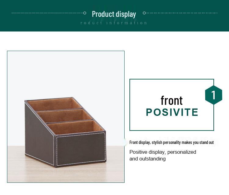 Business Leather Multi-Functional Desktop Organizer - Small Three-Grid Stationery Box for Hotel or Office Use