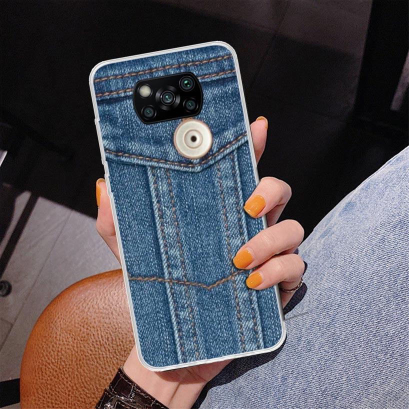 Jeans Cowboy Denim Printed Phnoe Case for Xiaomi Poco X5 X6 X7 Pro X4 Gt F7 Ultra M8 M7 Redmi 15C 15 13C 13 12C 12 Unique Cover
