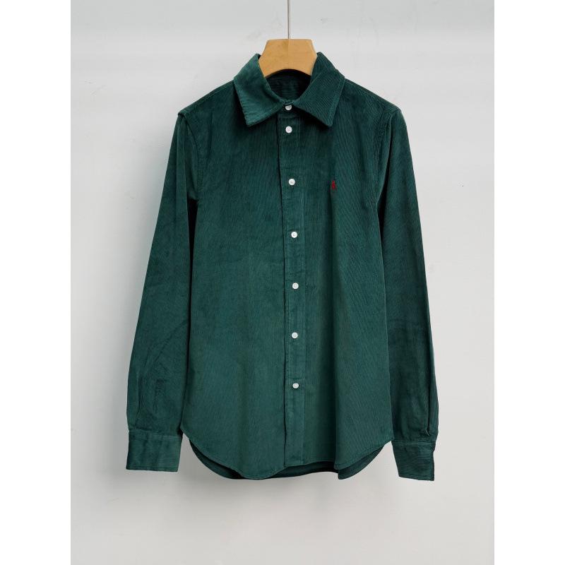 

Autumn Slim Fit Corduroy Shirt for Women - Green, White, Coffee, Dark Blue S зелёный