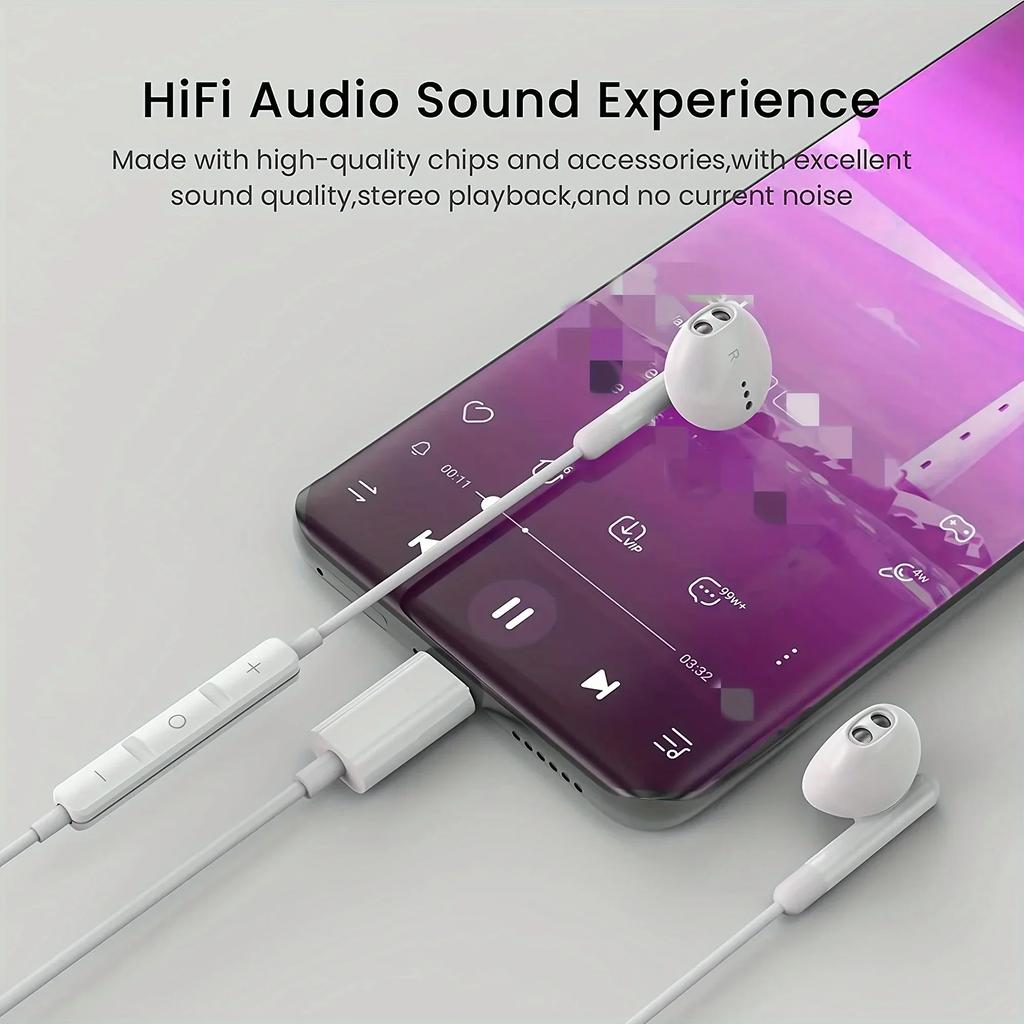 New Half In Ear Wired Earphones With Microphone 3.5mm/Type C For iPhone 16 15 Android Samsung S24 S23 Xiaomi 15 Gaming Headphone