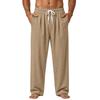 Men's Plain Knit Pocket Casual Pants Home Pajama Pants
