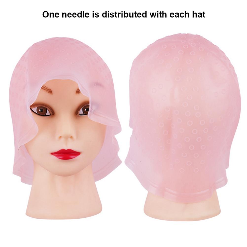 Silicone Highlighting Hair Coloring Hat with Metal Hooks Highlighting Dye