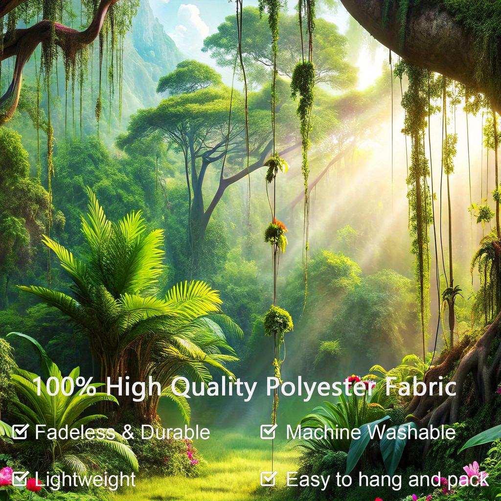 Lush Jungle Forest Sunlight Tapestry NatureScenery Wall DecorTropical Plants Greenery Indoor GardenAmbiance Relaxing Environment