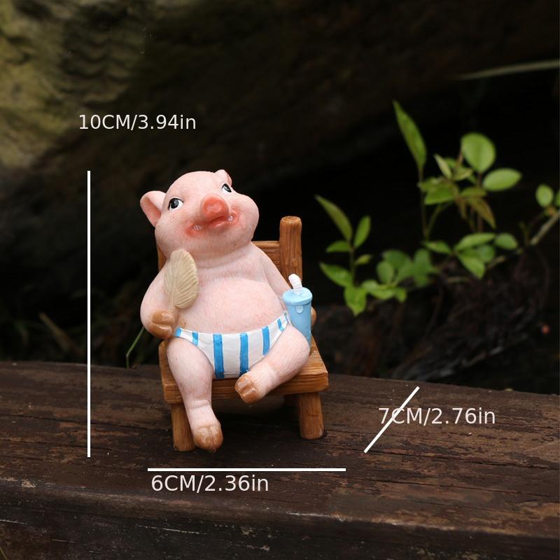 Animal Garden Statue, Cute Pig Funny Outdoor Sculpture, Resin Lawn Ornaments Decor, Indoor OutdoorFigurines For Garden Lawn