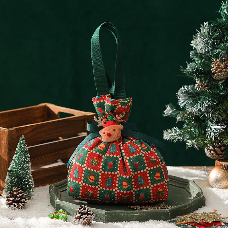 2025 Christmas Eve Canvas Apple Gift Bag with Drawstring