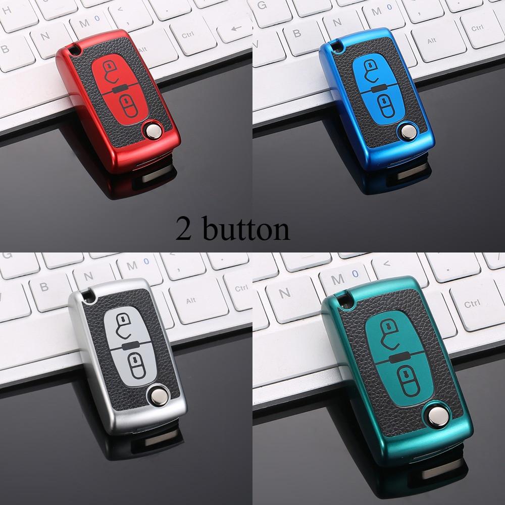 Leather TPU 2 3 Buttons Car Remote Key Case Protect Cover for Peugeot 107 207 307 307S 308 407 607 for Citroen C2 C3 C4 C5 C6 C8
