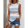 Damen Tanktop T-Shirt mit Print und gemusterten kurzen Ärmeln, ärmelloses Damen Rundhals-T-Shirt