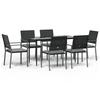 VidaXL Garden Dining Set 7 Pcs Cushions Wicker Steel 3187006