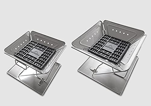 CAMPING MOON Bonfire Stand with Charcoal Bed and Cast Iron Roasting Grate (T-250 (25x25cm))