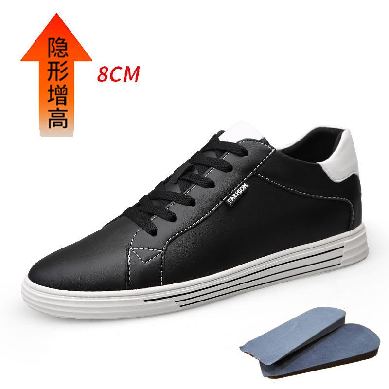 

Men s shoes autumn flat heel inner heightening lace-up casual shoes new men s sports leather shoes color matching casual cowhide shoes 44