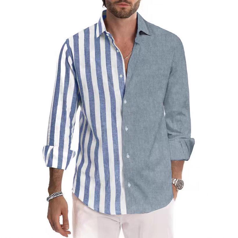 Men's Striped Long Sleeve Shirt - Spring/Autumn Fashion