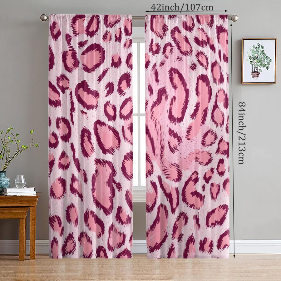 Pink Animal Hair Printed Curtains Pole Bag Bedroom Living Room Daily Home Decoration Curtain Polyester Ideal For