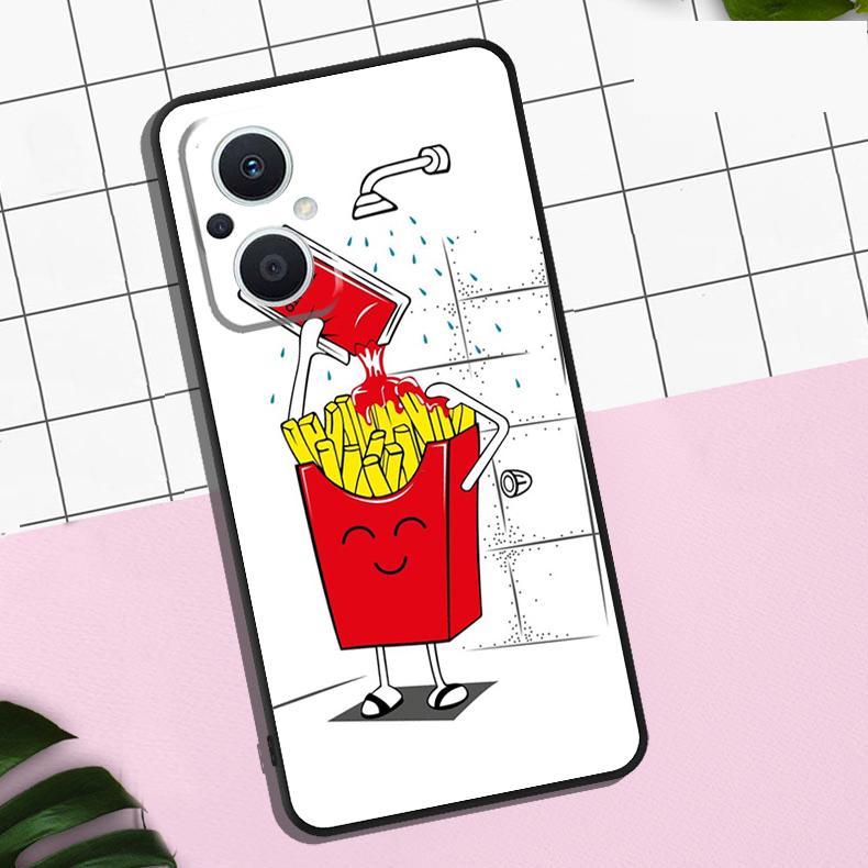 

French Fries Burger Pizza Case For OPPO Reno 13F 13 12 12F 11 11F 8T 7 8 10 Pro OPPO Find X8 Pro X6 X3 X5 Lite Cover OPPO Find X3 Lite