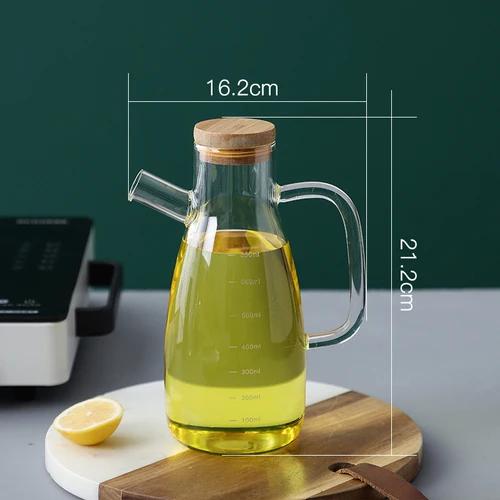 Transparent Glass Oil Can Soy Sauce Bottle Vinegar Pot Condiment Bottles Oil Bottle with Scale Kitchen Supplies Seasoning Bottle