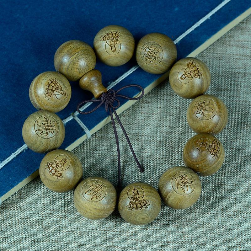 Argentina old material submerged green sandalwood bracelet sandalwood wooden cultural toy bracelet men's and women's jewelry buddhist beads
