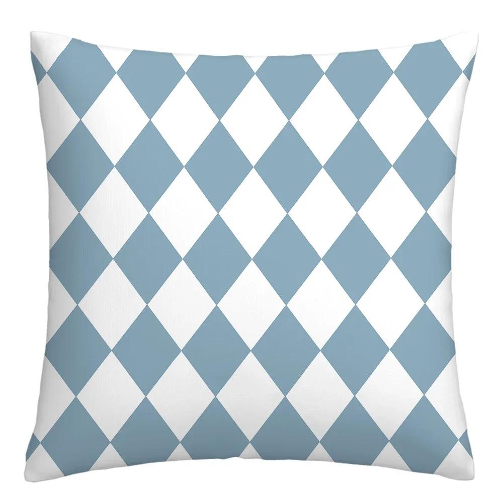 Federa cuscino geometrica lino blu lago bianco fodera cuscino divano decorazione casa può essere personalizzata per te 40x40 45x45 50x50 60x60