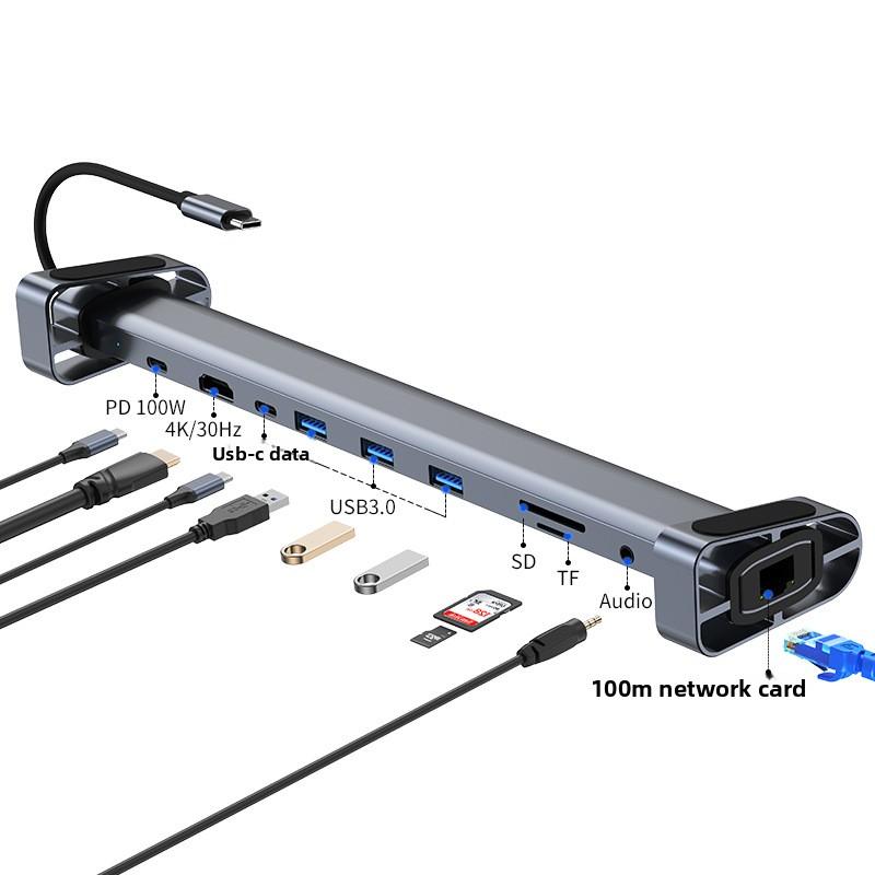 Hub 3.0 Multi-Port Expander Laptop Dock Folding Stand 10-in-1 Type-C Expansion Dock
