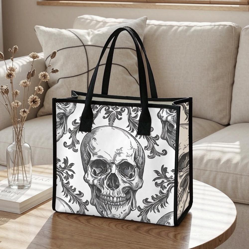 Gothic Skull Pattern Tote Bag Daily Use Shoulder Bag
