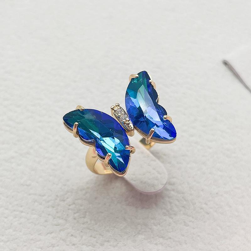 16 Colors Crystal Butterfly Ring Fashion Popular Women's Party Jewelry Charm Adjustable Ring Best Friend Gift Wedding Gift