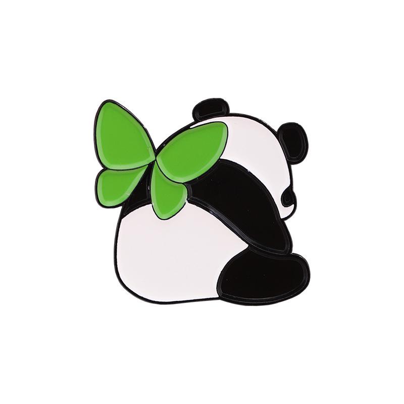 Panda Mom Hugging Baby Panda Brooch with Butterfly Wings