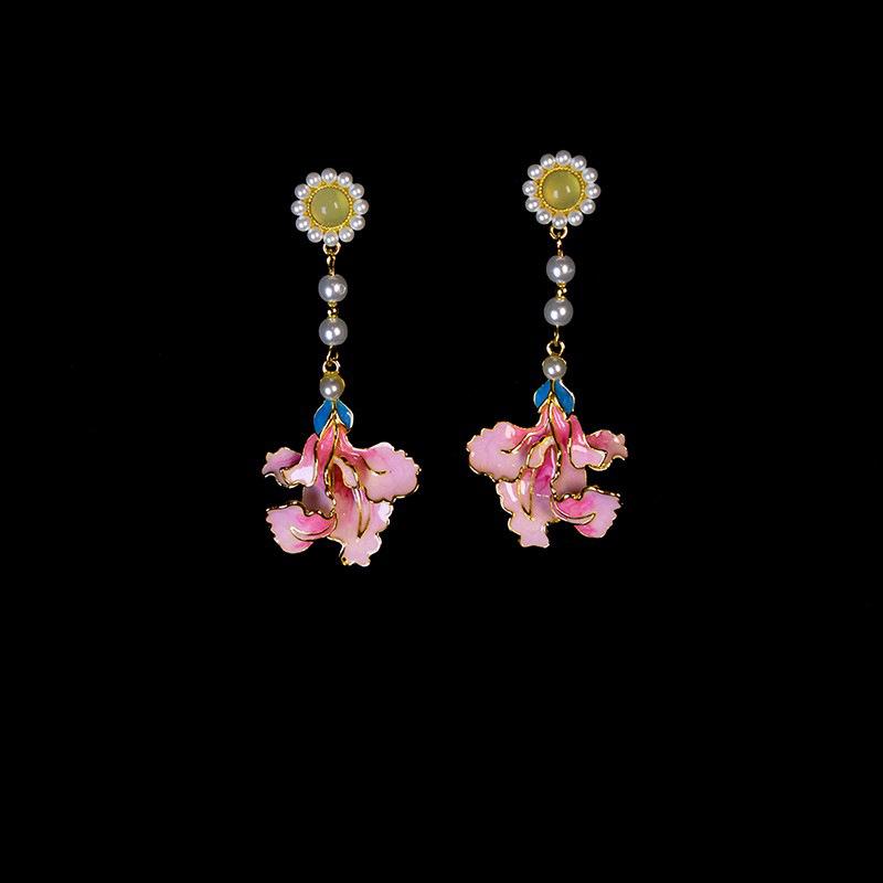 

Круглые серьги-цветы с жемчужной каплей масла, серьги в этническом стиле, модные серьги в стиле легкой роскоши, женские с высоким чувством