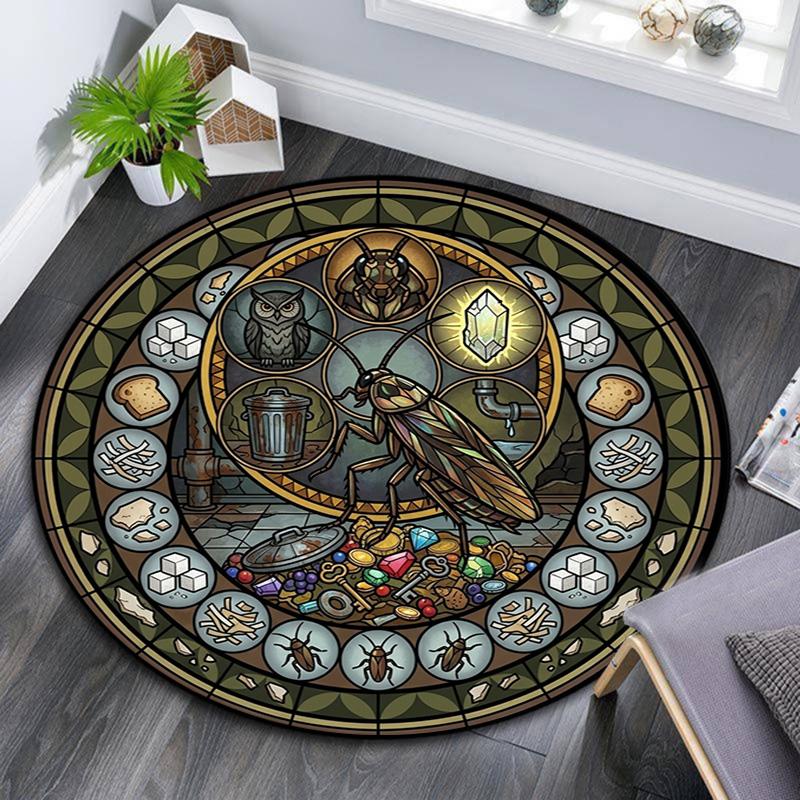 Ocean Glass Round Area Rug Under Office Chairs Bedroom Living Room Home Decor