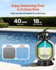 Sand Filter, 457.2 Mm, 151.4 LPM Above Inground Swimming Pool Sand Filter System, with 7-Way Multi-Port Valve, Backwash, Rinse, Recirculate, Waste,