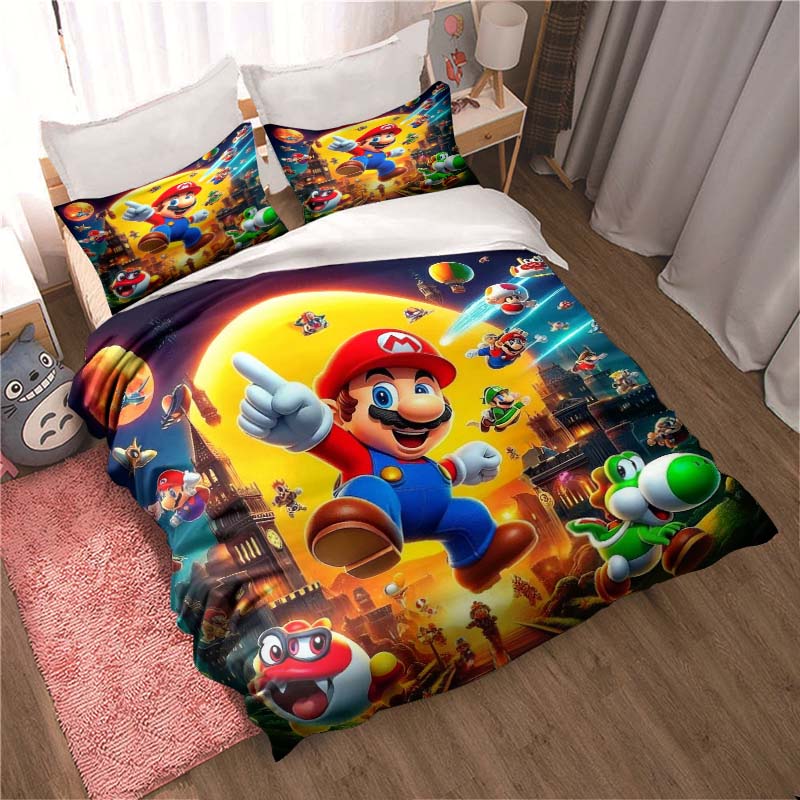 New Super Mario Soft and Comfortable Duvet Cover, Children's Bedding Set Gift, Extra Large Size, Multiple Sizes Available.