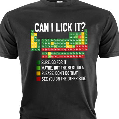 Lustiges Periodensystem Chemische Elemente Guide T-Shirt für Herren und Kinder-T-Shirt Kann ich es lecken? Lustiges Chemie-T-Shirt