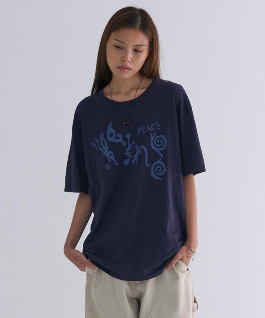 WELLBEING EXPRESS Oversized Being Nature Half Sleeve Navy