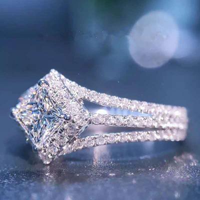 Classic Square Crystal Engagement Ring For Women Female Aaa White Cubic Zirconia Silver Color Party Wedding Jewelry