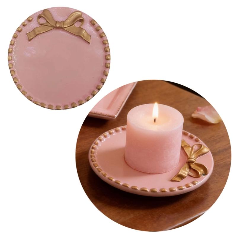 Durable Resin Candle Tray Holder Featuring Retro Design For Easy Cleaning And Desk Organization In Busy Lifestyles