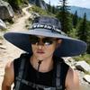 Chapeau de Soleil d'Été Large Hommes Femmes Casquettes de Pêche Respirantes Protection Solaire UV Maille Chapeau de Pêcheur Randonnée Extérieur Casquette de Plage