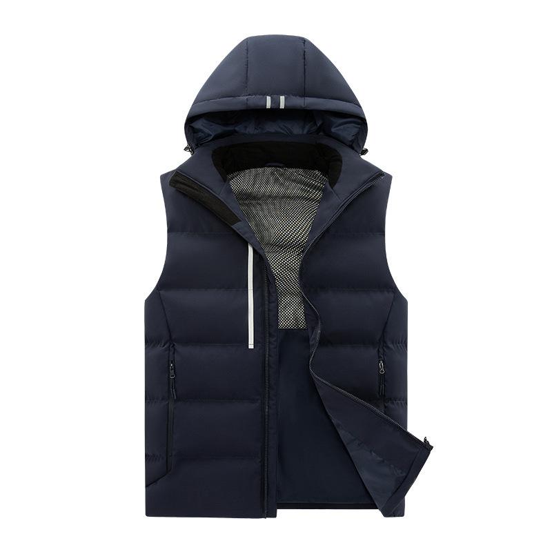 2025 winter new vest men's fashion casual stand-up collar couple's solid color bread jacket vest