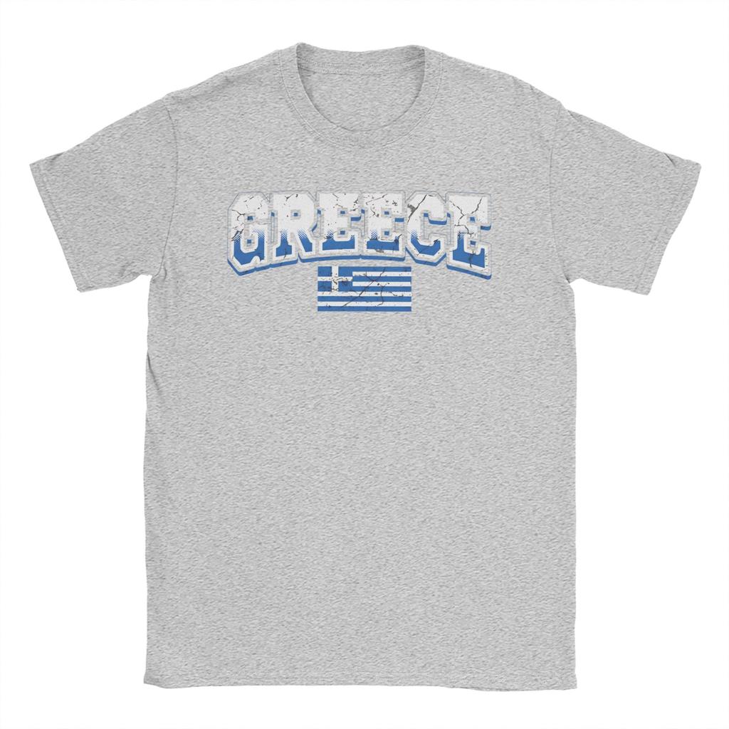 Greek Flag Greece Hellas Hellenic Men T Shirts Novelty Tees Short Sleeve Crewneck TShirts 100 Cotton Plus Size Tops